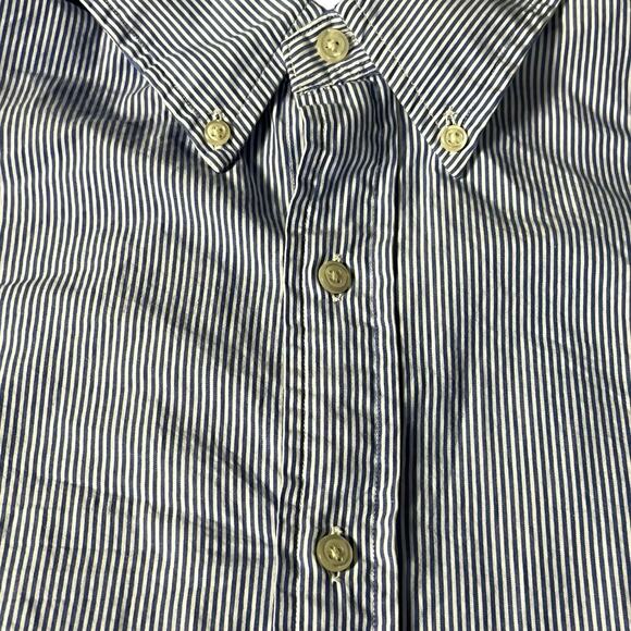 Polo Ralph Lauren Oxford Button Front LongSleeve Shirt Pinstripe XL Stretch Blue - Picture 5 of 7